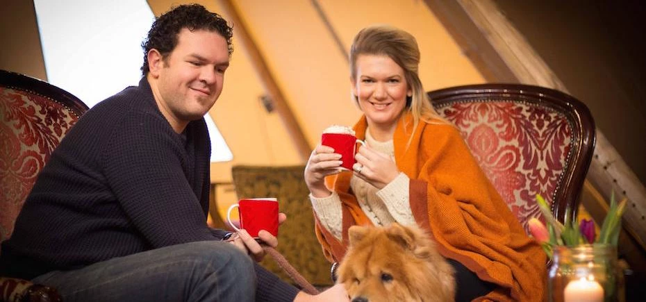 Customers at Dukes 92's temporary tipi