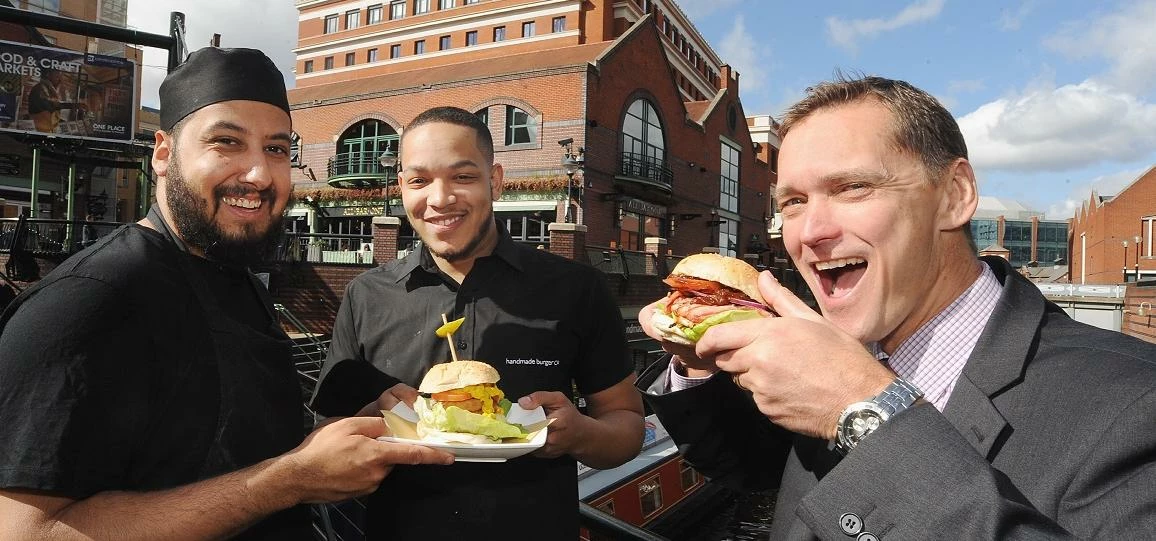 Myron Taylor, Nathan Pearson (of the handmade burger Co) and Phil Davies (Lloyds Bank)