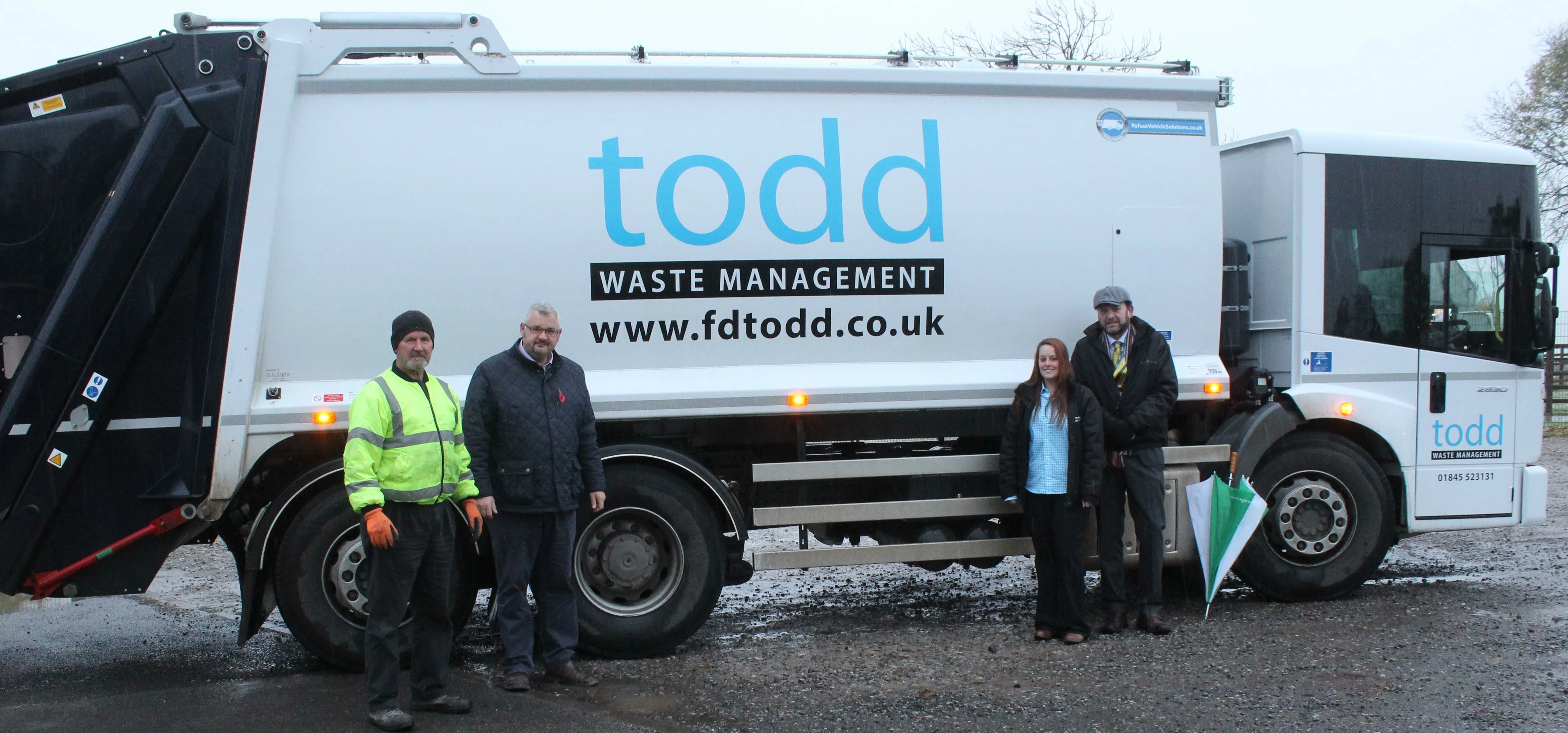 Danny and Matthew from Todd Waste Management, Alex and Geoff from Askham Bryan College