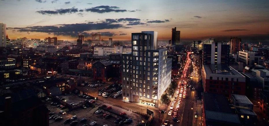 Visual of proposed Mulbury Homes scheme in Great Ancoats Street - Aerial view