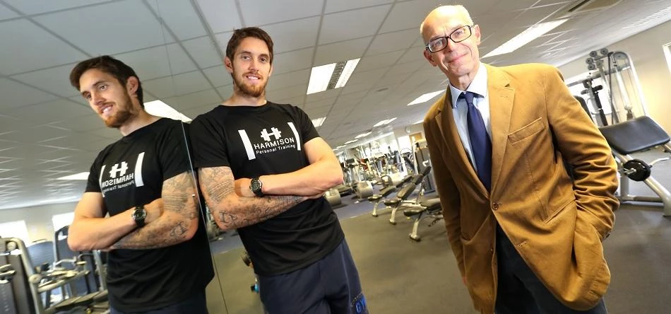Ben Harmison, founder of Harmison Personal Training in his Lynefields Park gym with Eddie Peat of Ha