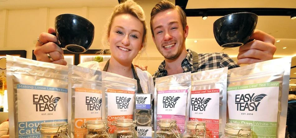 Luci Cowie and Tom Webb, owners of Easy Teasy at Fenwick launch