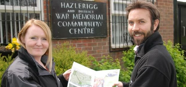 Banks' development relations coordinator Jeannie Kielty and project manager Stuart Morgan outside th