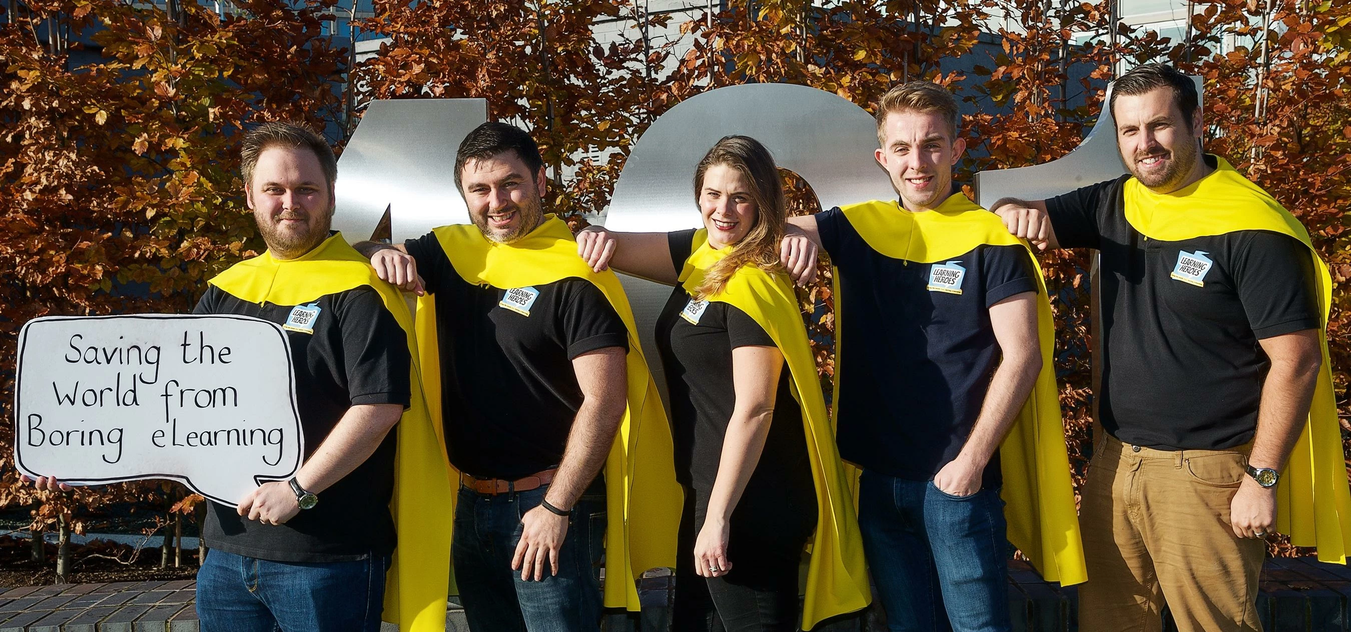 Learning Heroes' super employees pose at Birchwood Park
