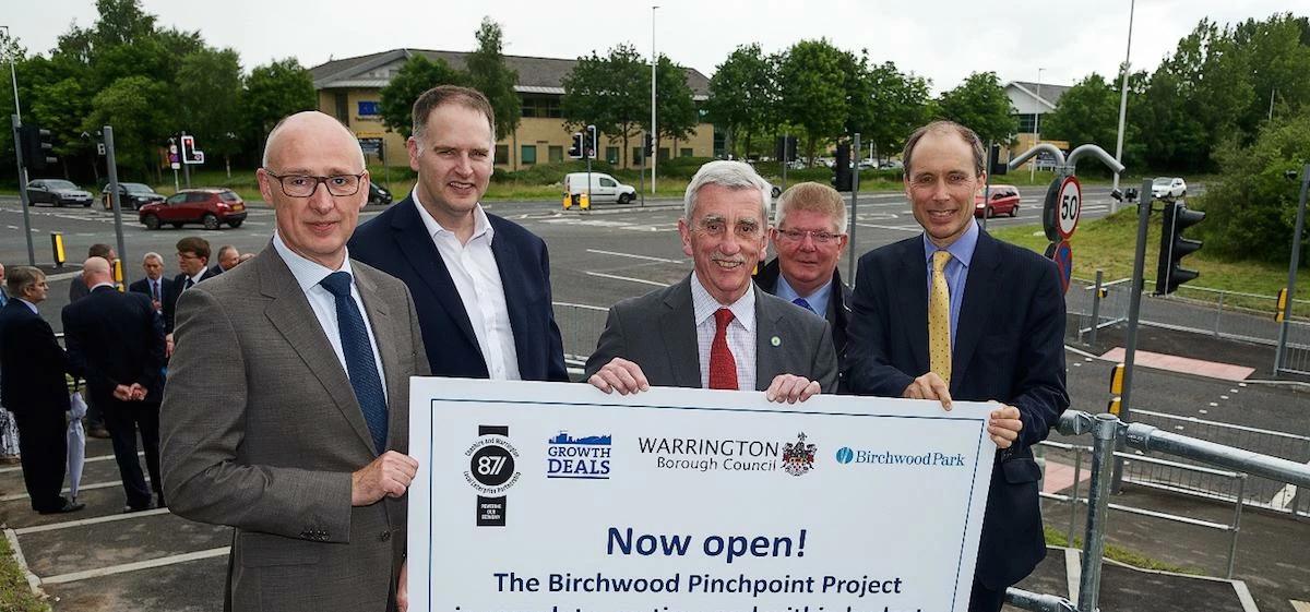 L-R: Birchwood Park director Jonathan Walsh, Balfour Beatty MD Paul Weaver, Warrington Borough Counc