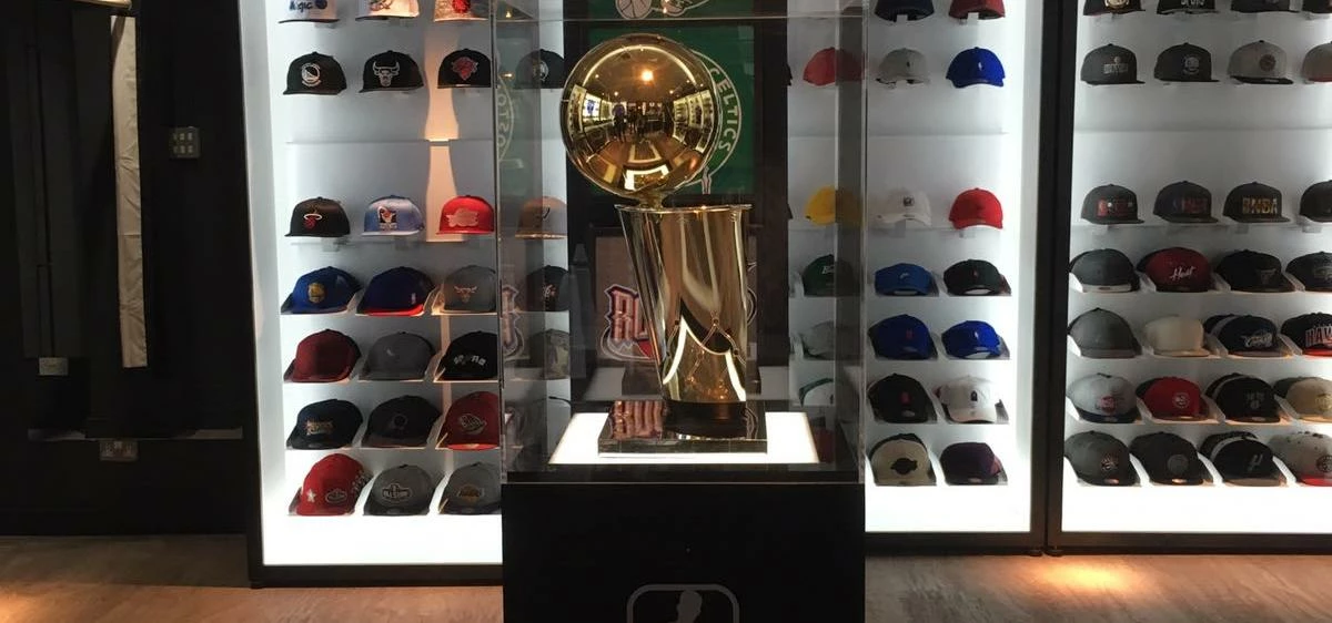 The NBA Championship Trophy Credit:Mitchell & Ness Store in London. 