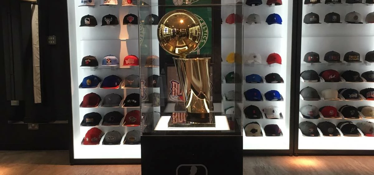 The NBA Championship Trophy Credit:Mitchell & Ness Store in London.