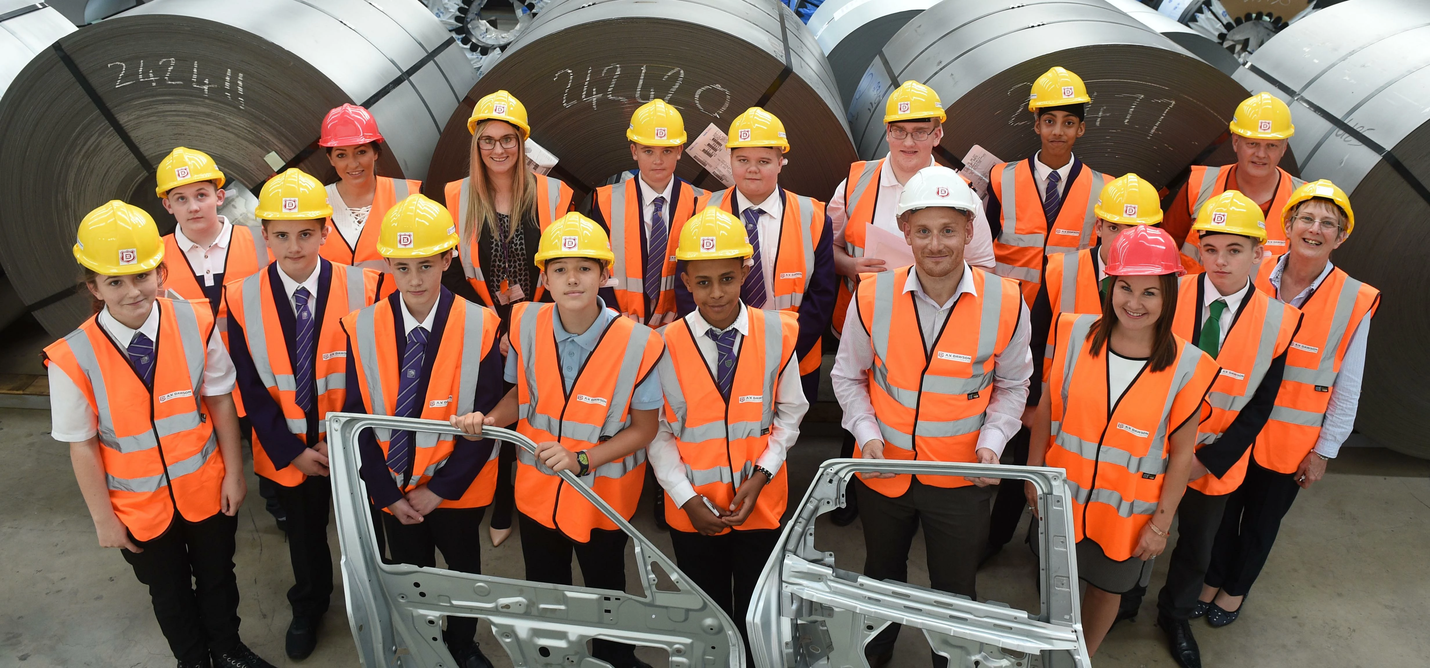 First cohort of the new automotive cadetship at AV Dawson's automotive steel store with Charlie Nett