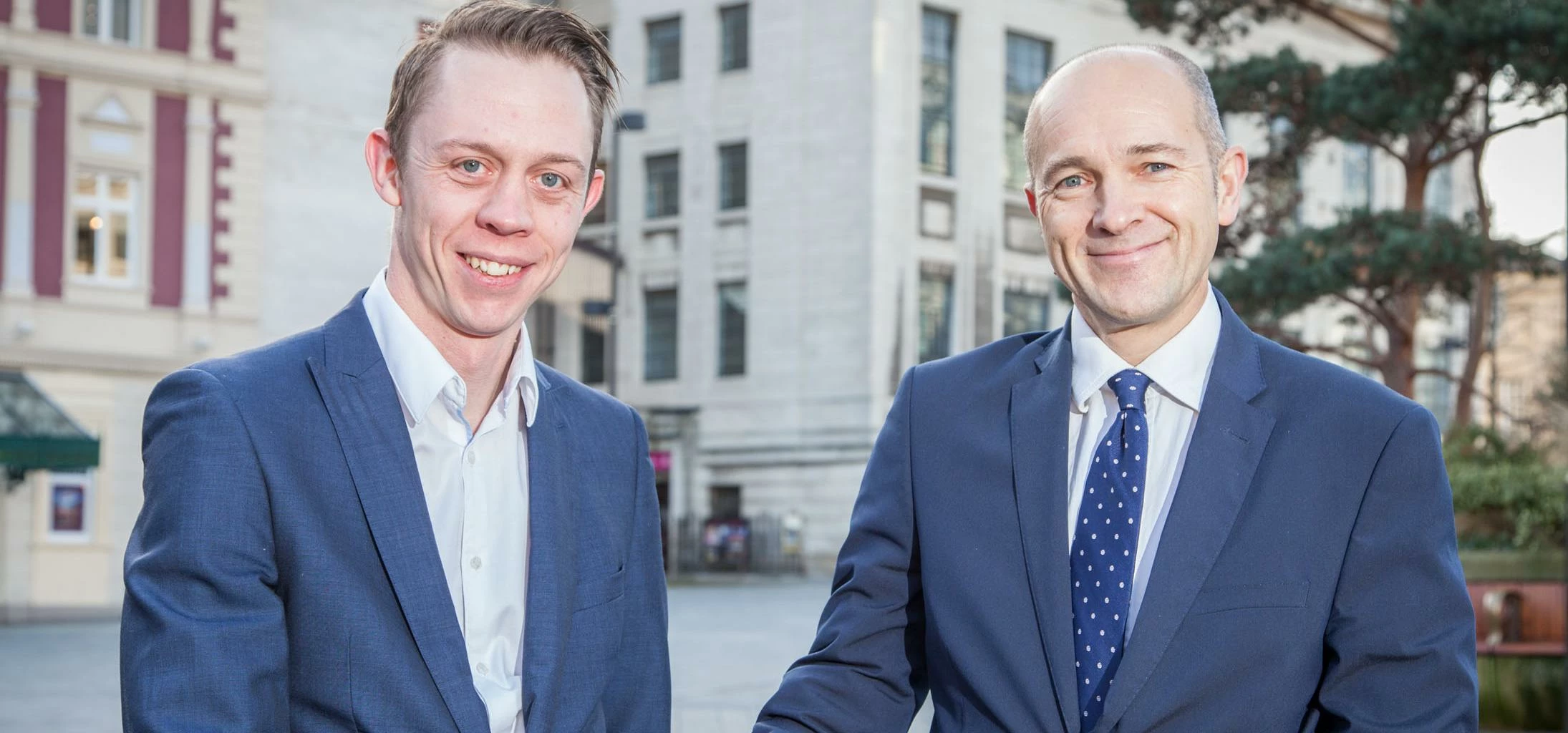 Taylor&Emmet's new partner and head of employment law, Tom Draper (left), is congratulated on his pr