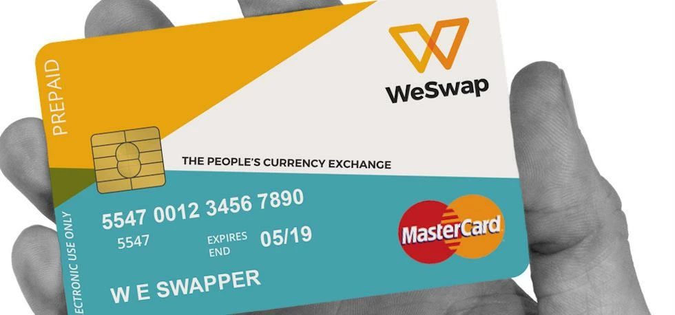 Money exchange firm WeSwap's prepaid currency card.
