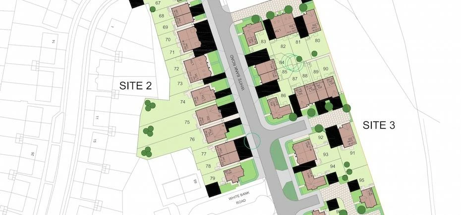 An aerial plan showing part of the Limehurst Village development