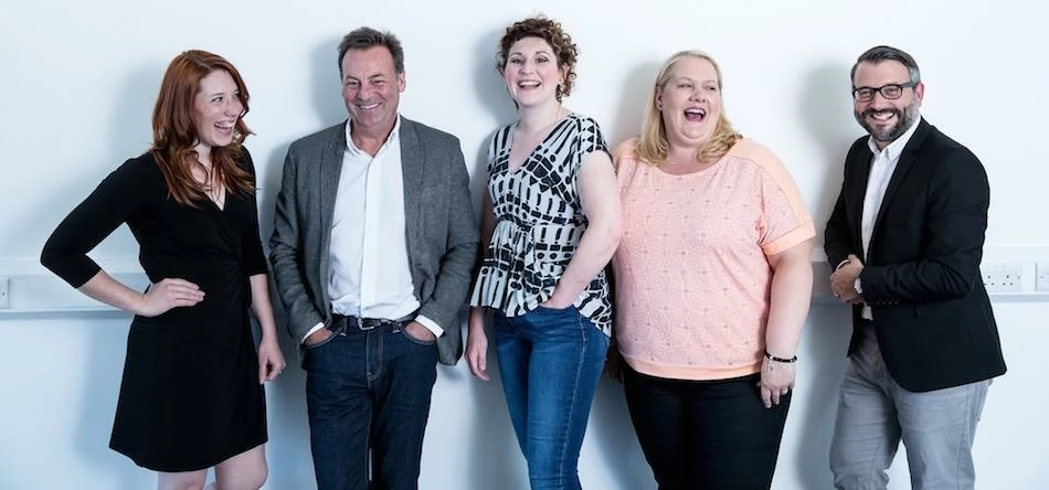 Kieron Goldsborough, managing director of Narrative Integrated Communications (far right) with staff