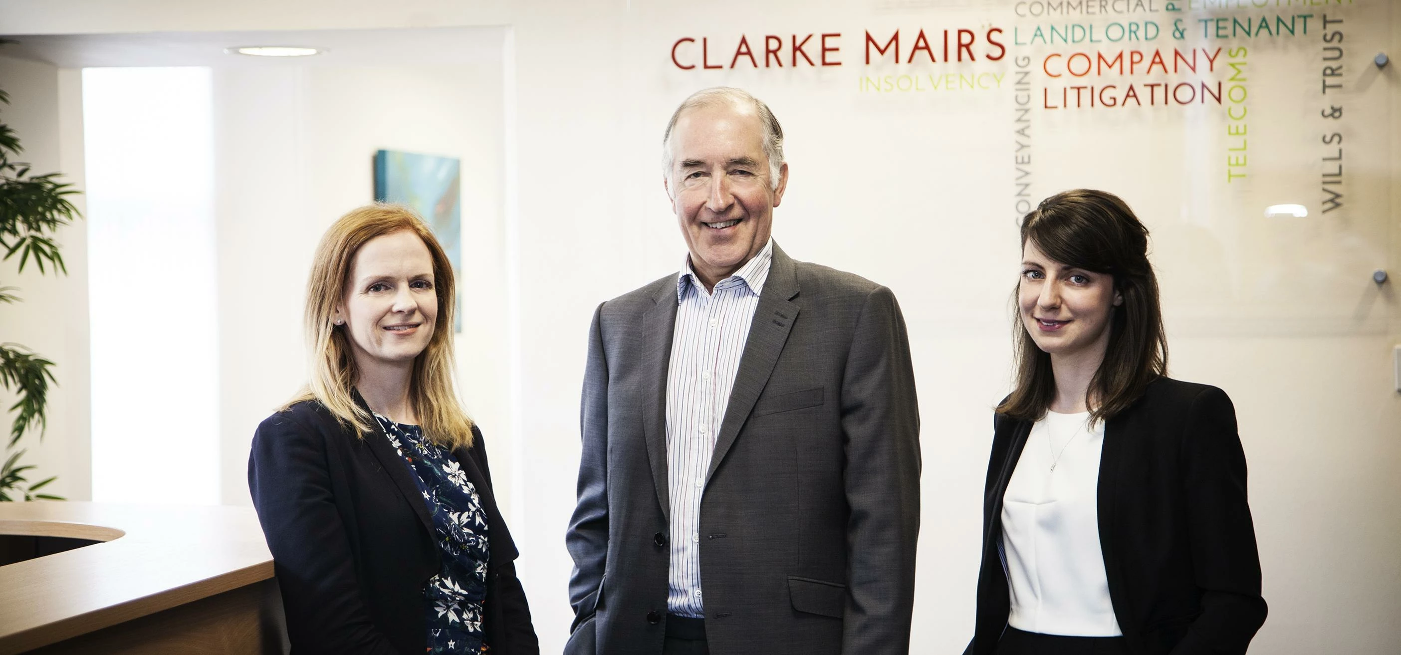 l-r Aimee Hubbard, David Wilson and Joanne Rea of Clarke Mairs LLP