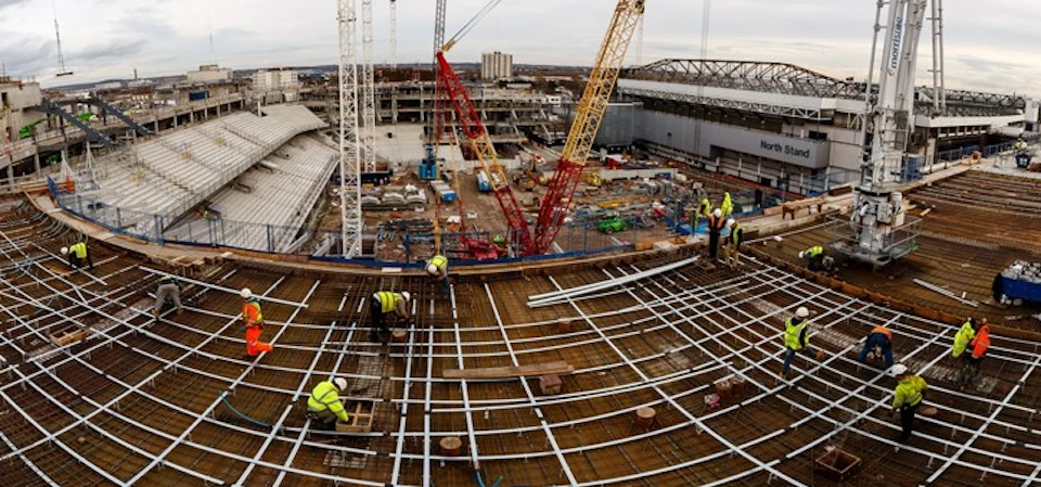 The latest images showing construction continuing on the new West Stand. Image: THFC