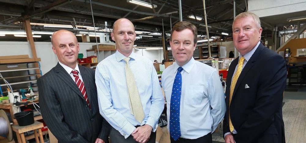 L-R: Contour Showers financial director David Whitehead and MD William Highcroft, with Yorkshire Ban