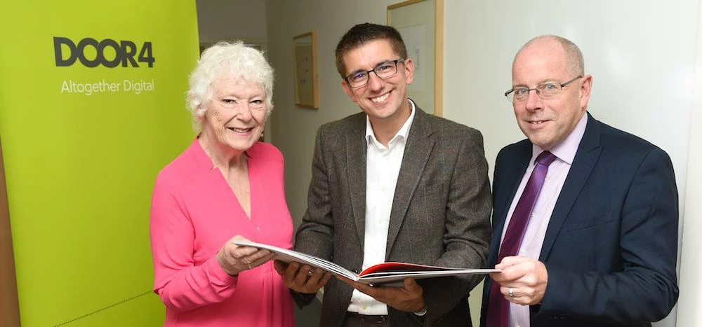 L-R: County Cllr Niki Penney, Door4 MD Leon Calverley and Enterprise Ventures' Peter Rooney