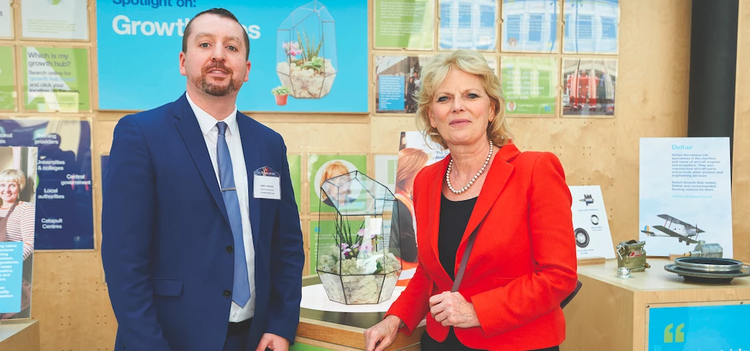 Business Growth Hub's digital growth advisor Chris Murphy (left) with Business Minister Anna Soubry