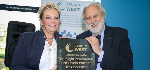 Studio West Principal Val Wigham and award-winning film producer Lord Puttnam