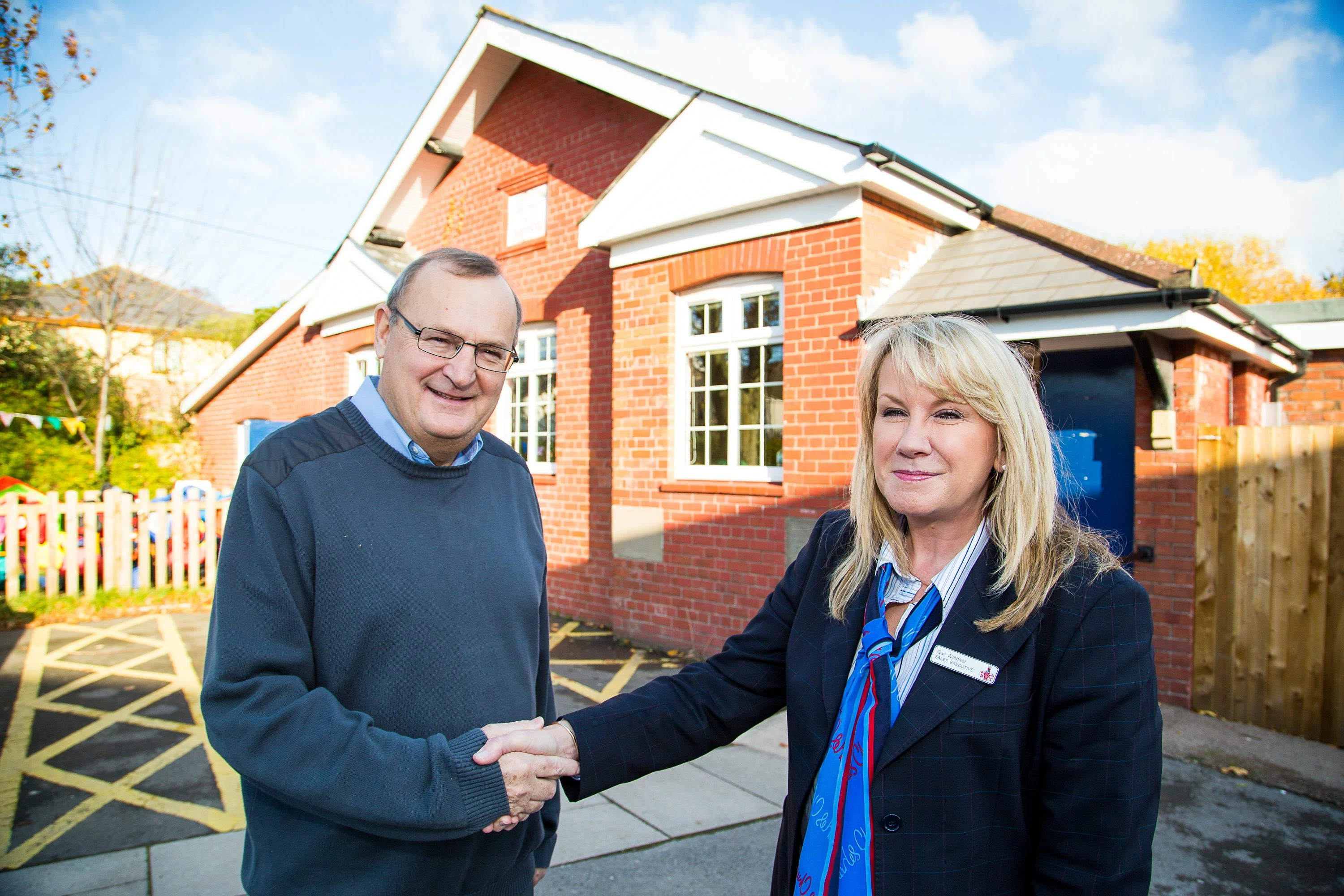 Charles Church Gail Windsor and Chairman of the Village Hall, Les Davies