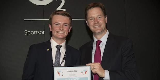 17 year old Sheffield entrepreneur Jack Crofts with Deputy PM Nick Clegg