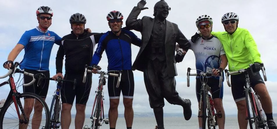 Gareth Atkin, second left, took part in the Way of the Roses coast-to-coast cycle route from Morecam