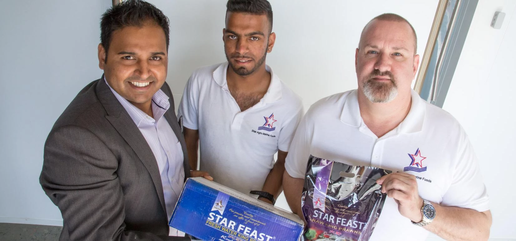 (l-r) Mohammed Khan, Shiv Lal and Steve Money (all Star Agro Marine Foods) 