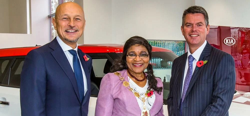 Paul Brayley, MD, Brayleys Cars, Councillor Patricia Ekechi, Mayor of Enfield and Paul Philpott, Pre