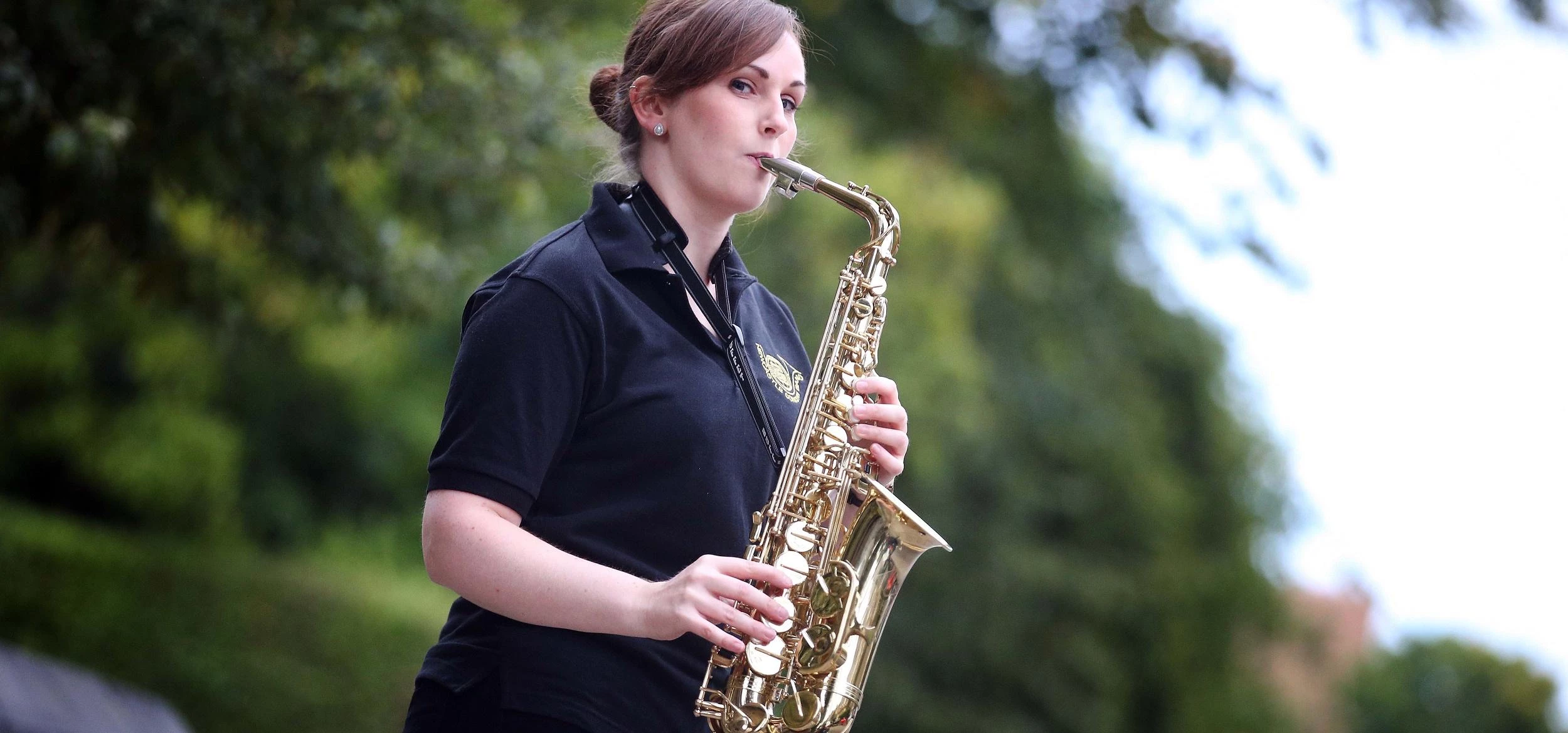 UNW administrator and Newcastle Concert Band member Helen Blades outside Jesmond United Reformed Chu