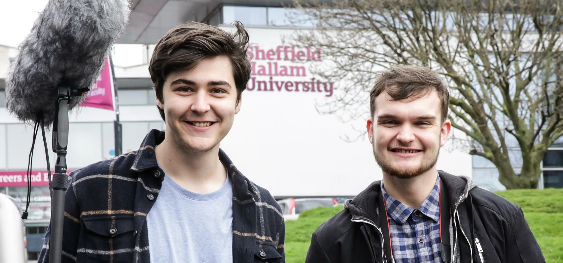 Matt (right) and Joe with their camera and sound equipment.