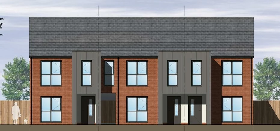 A CGI of the affordable homes at Newhall Gate. 