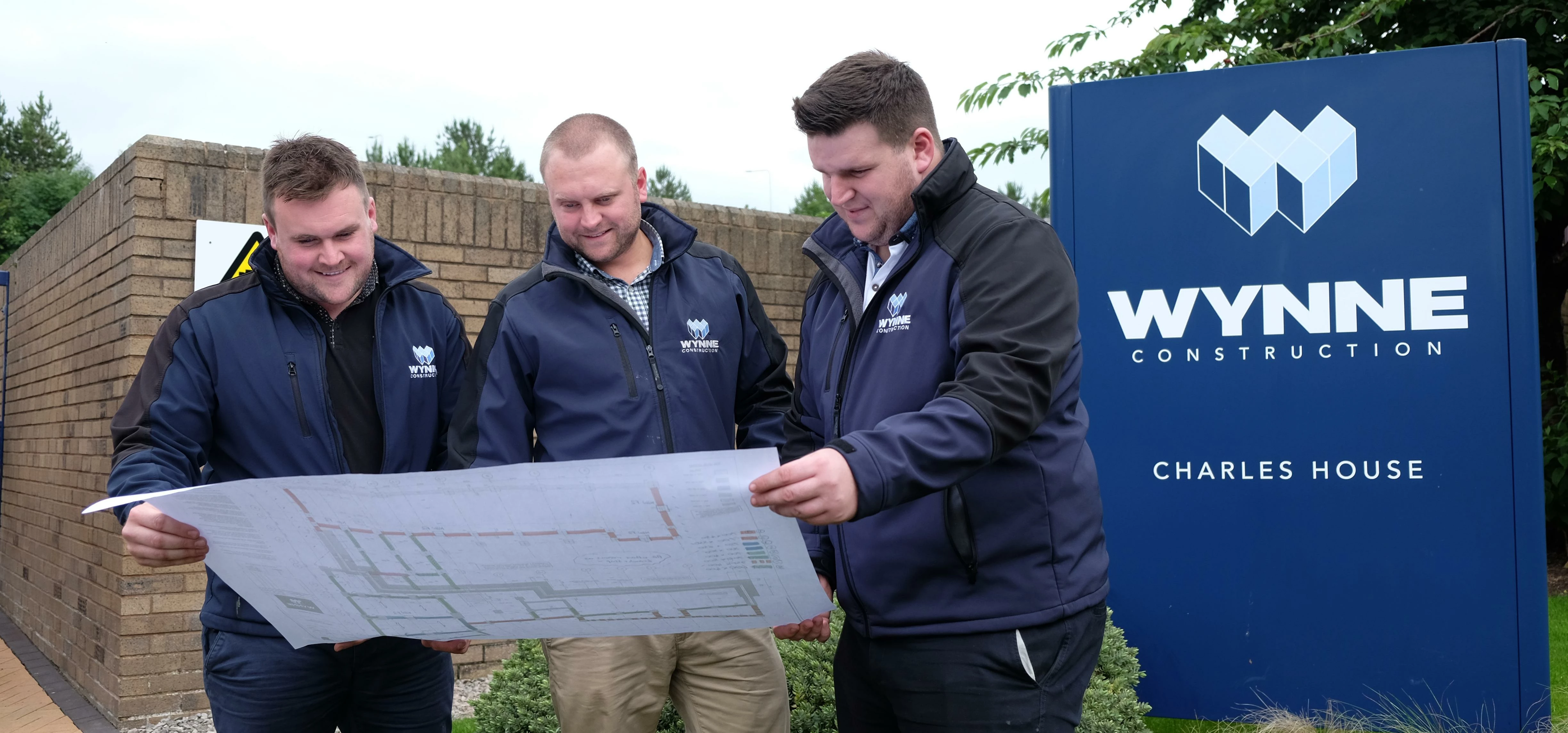 Alex Lea, Mark Wilson and Dan Winterbottom, new site managers at Wynne Construction.