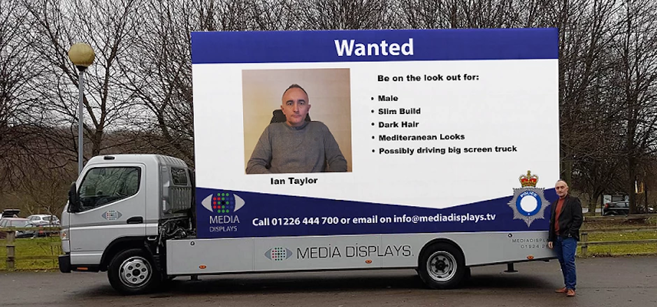 Ian Taylor with one of the company’s digi-vans. The vans are often used by police forces to trace wa