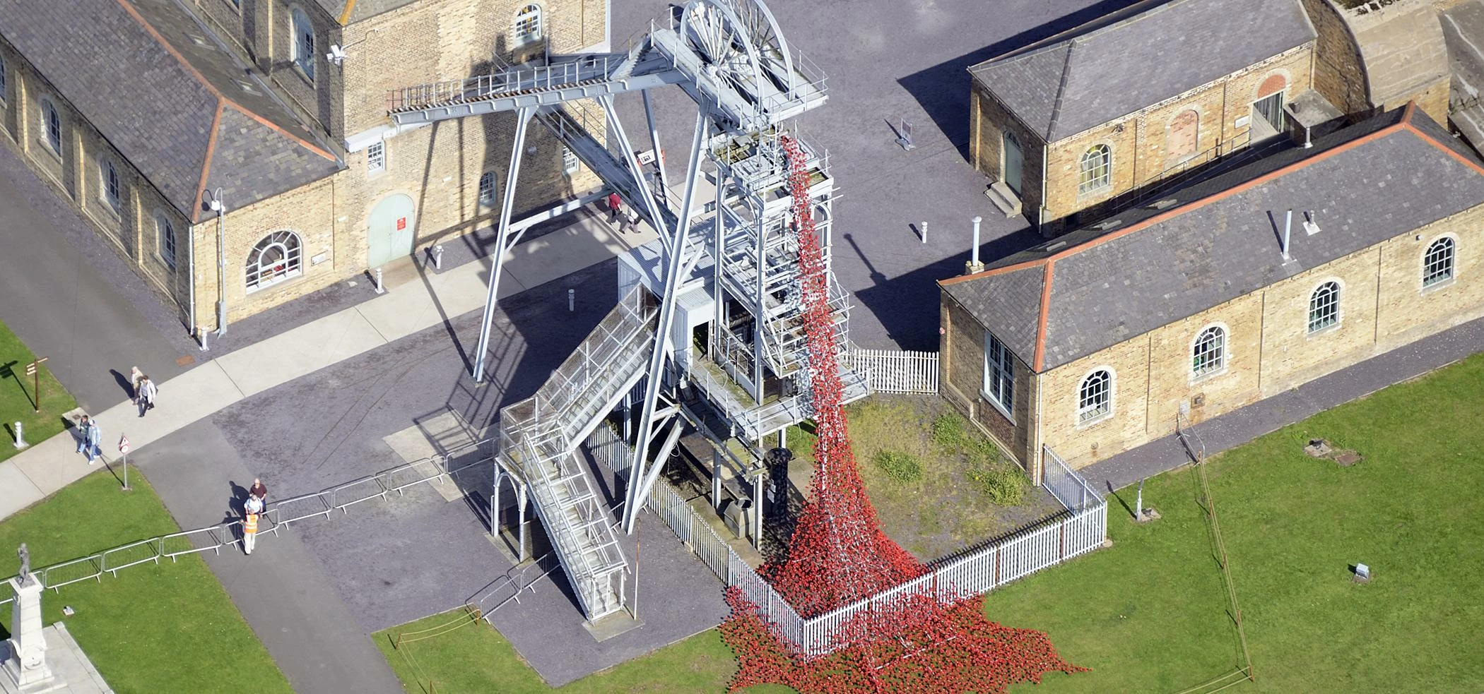 Airfotos.co.uk stunning aerial image of the amazing Weeping Window at Woodhorn Museum, Ashington