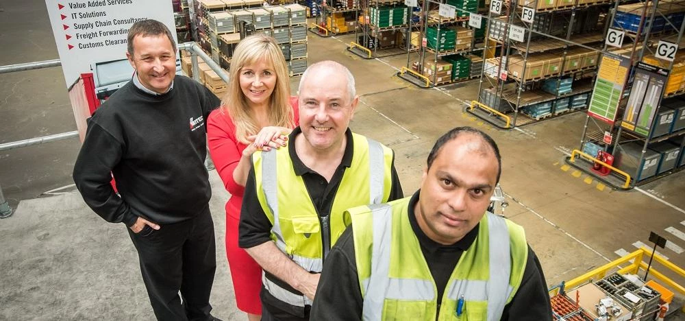 L-R Vantec's Chris Lamb, Gateshead College principal Judith Doyle and two Vantec workers