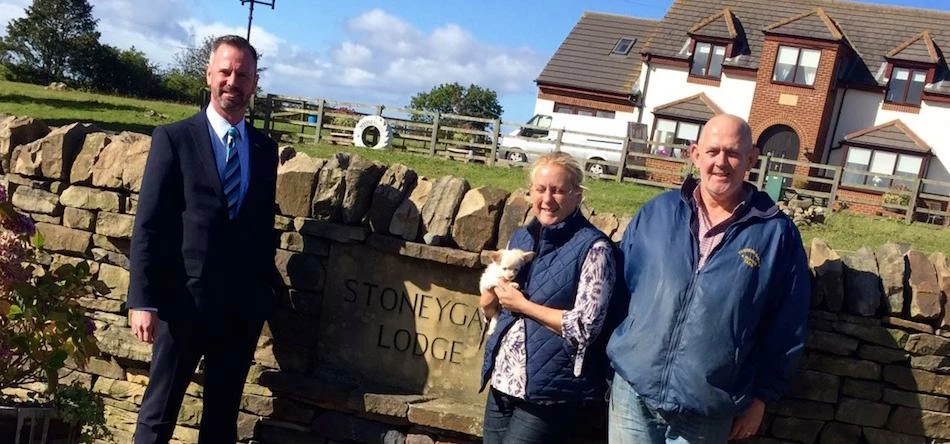 Left to right Gary Atkinson, Barclays with Karen and Steve Nelson, new owners of Stoneygate Lodge.