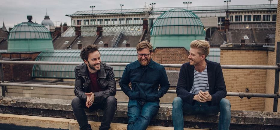 Ben Davy, Ash Kollakowski, Simon Stevens on second roof terrace Headrow House.