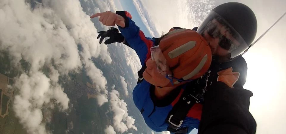Sonya Roe takes part in a tandem skydive for Age UK North Tyneside