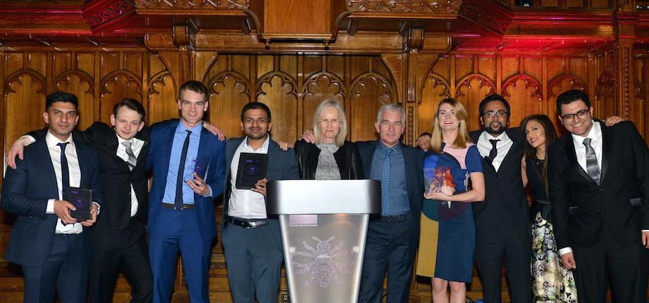 Martin Henery (centre right) and MEC director Lynn Sheppard (centre) with the Venture Further 2017 w