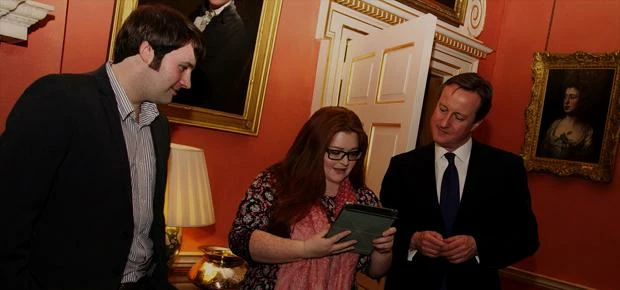 Clementene Coates showcases her website to The Prime Minister, David Cameron