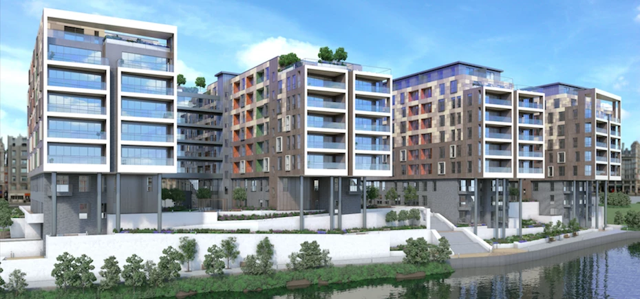 A CGI of Adelphi Wharf, Salford