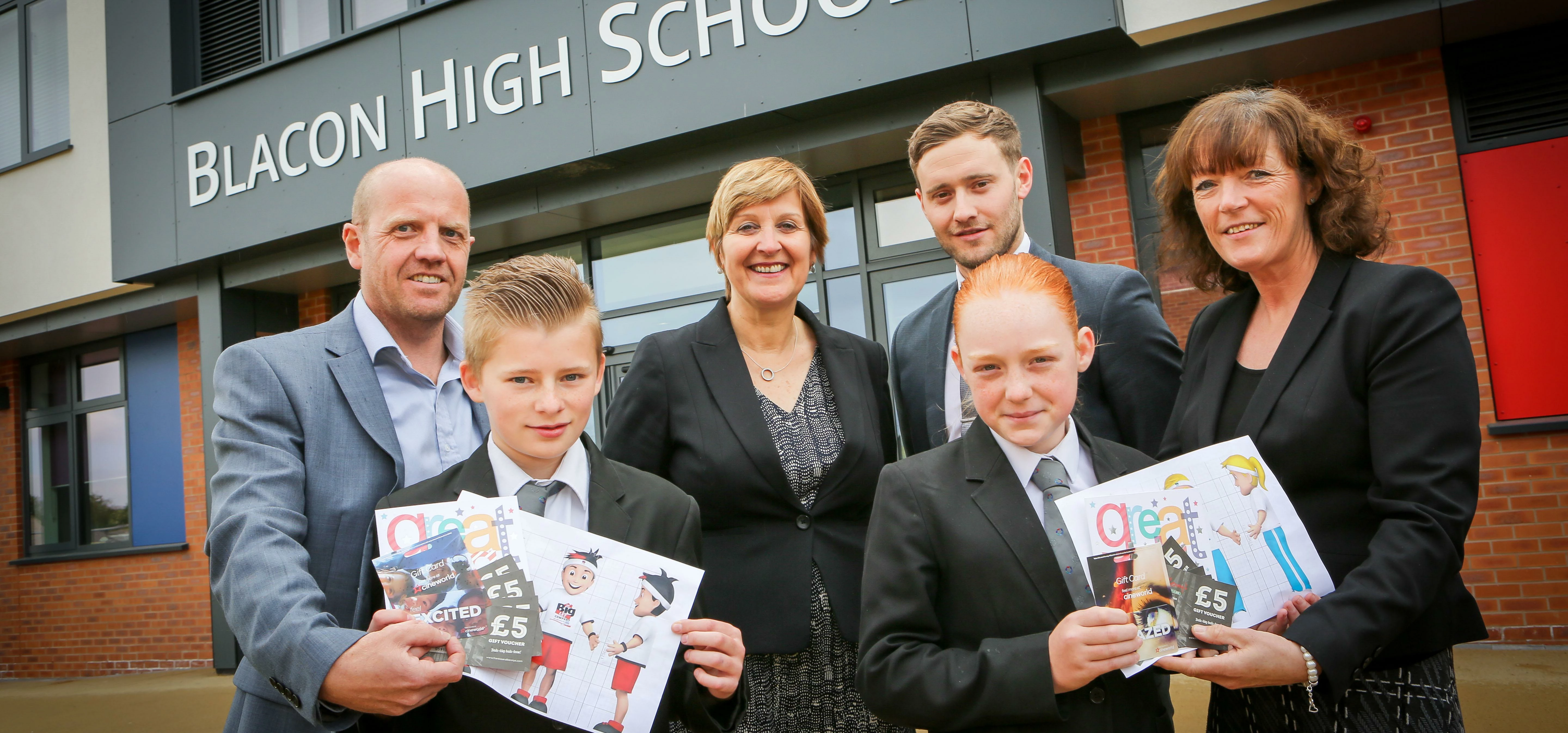 The Big Let Company owner and director Mike Barley, Leo Massey, 12, Blacon High head teacher Sue Yat