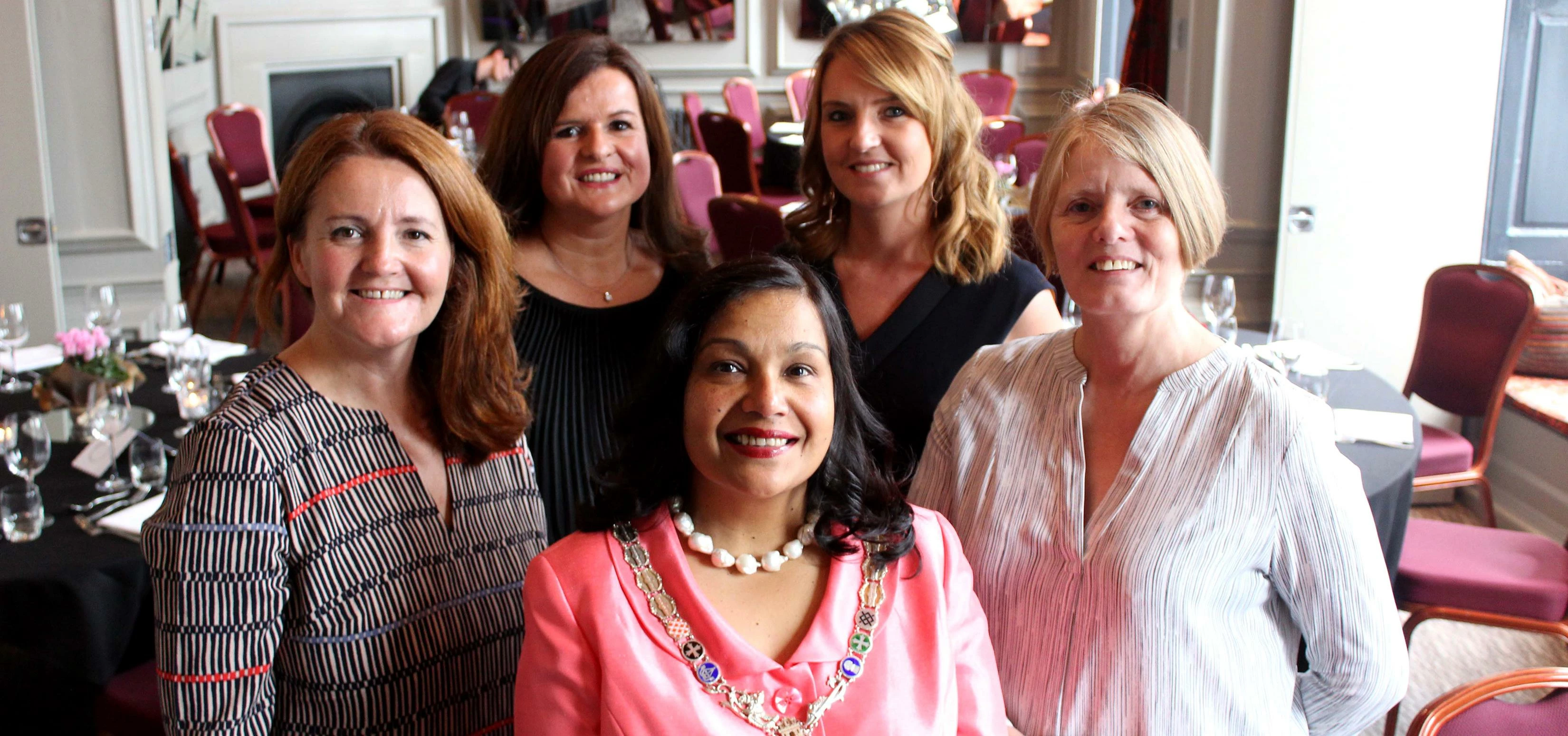 L-R Lisa Forbes and Clare Emerton (from HIP in Chester), (centre front) Deputy Lord Mayor of Chester