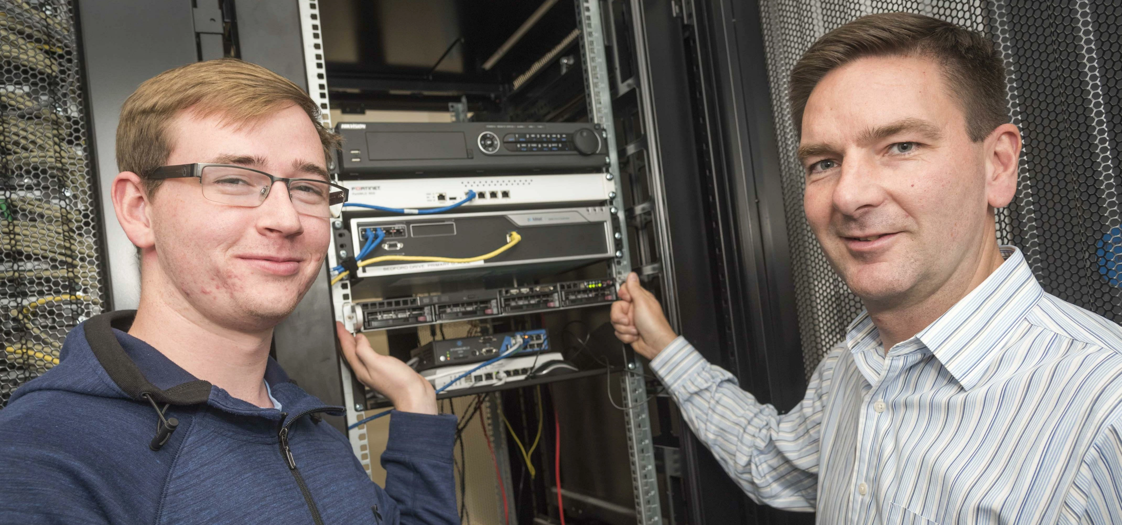 Andy Morris, engineer for ELe and Mark Buchanan, founder of ELe, overseeing installation of Bedford
