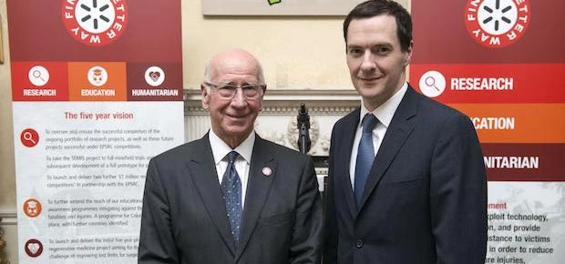 Sir Bobby Charlton and George Osborne,