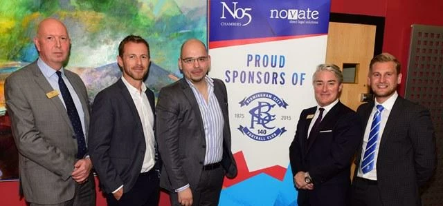 Pictured at last night’s partnership launch are, from left: Michael Duck QC from No5; Blues manager 