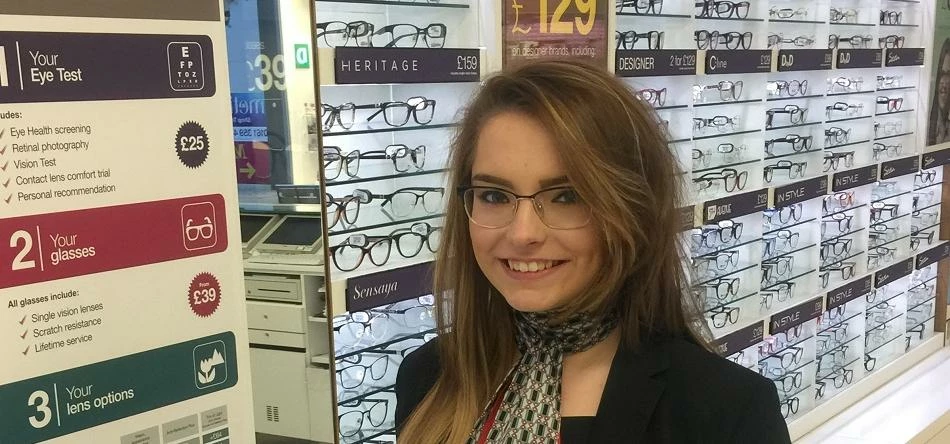 Chloe O'Connor is the new apprentice at Vision Express Bury