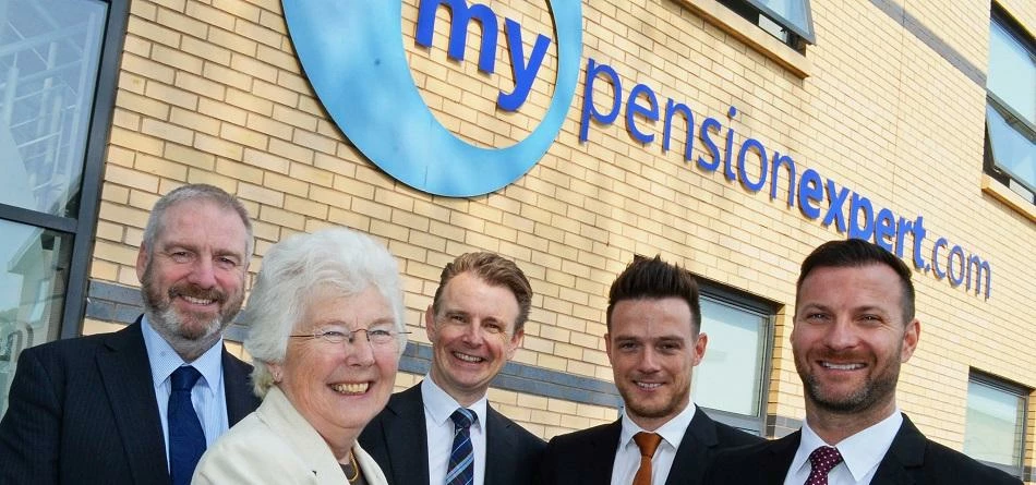 Cllr Bill Mordue and Mayor Ros Jones with My Pension Expert Directors Andy, Richard and Scott