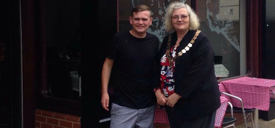 Ryan and Carole Lee outside the new Café Arcade at unit 6 Central Arcade, Northallerton.