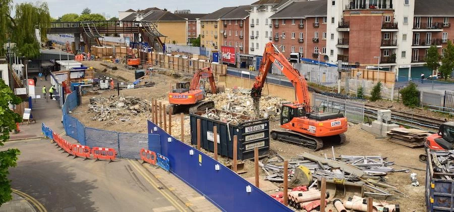Network Rail has demolished the former station building at Abbey Wood, South East London