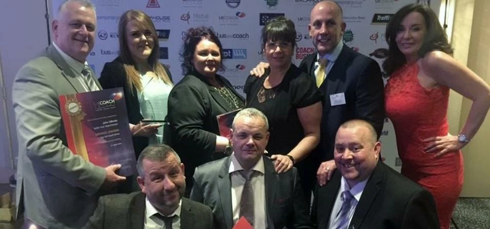 Belle Vue Manchester staff celebrate their triumphs at the 2016 UK Coach Industry Awards